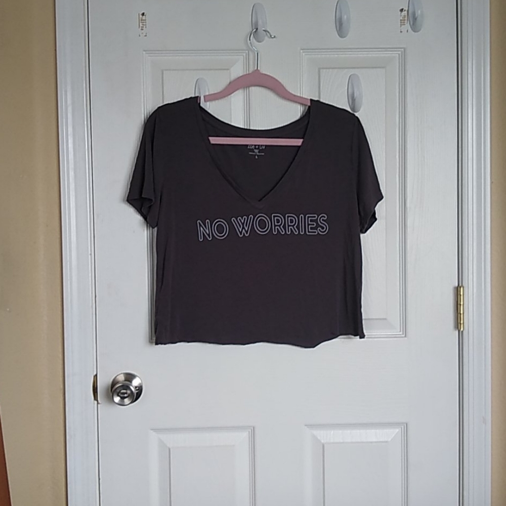 "No Worries" Grey Crop Top